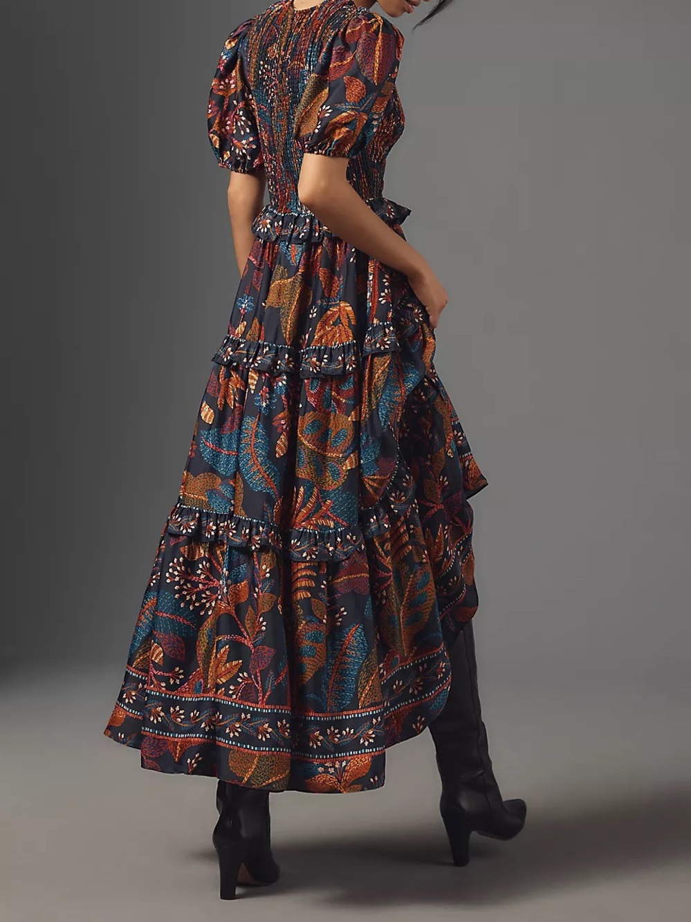 Farm Rio Short-Sleeve Crew-Neck Tiered A-Line Maxi Dress Size M - Picture 3 of 12
